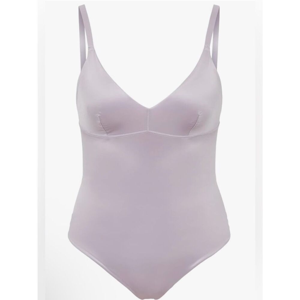 SPANX Womens Plus Size Shaping Satin Thong Bodysuit, Light Orchid, NWT